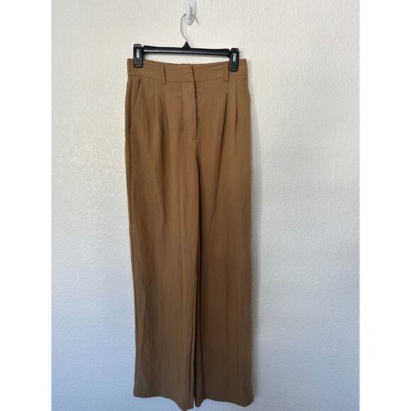 Z Supply Lucy Twill Pants Trousers Elastic Wait Pleated Front Carmel Brown Small - Picture 1 of 8